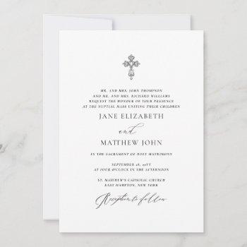 jane simple catholic wedding invitation with rsvp