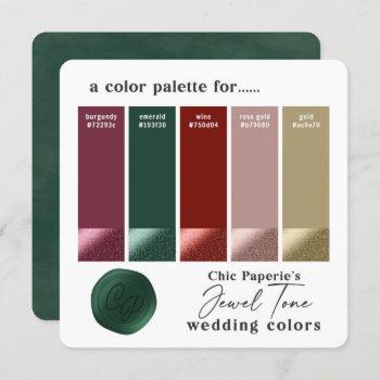 jewel tone swatches wedding color palette card
