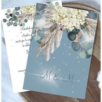 jewish chuppah floral dusty blue elegant wedding  invitation