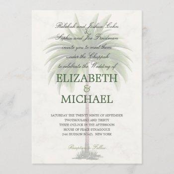 jewish wedding chuppah elegant modern palm invitation