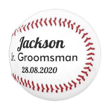 Small Jr. Groomsmen Proposal Baseball Gift Front View