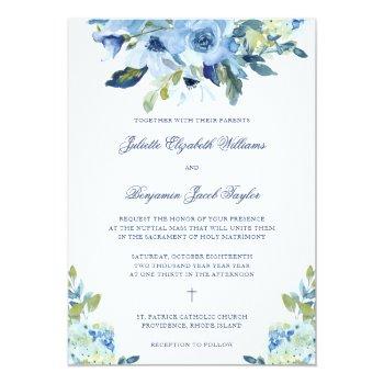Small Juliette Dusty Blue Floral Catholic Wedding Front View