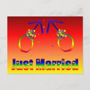 Small Just Married Gay Men Announcement Post Front View