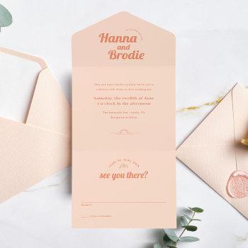 just peachy wedding all in one invitation