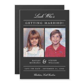 kid photos old school classic styled | black magnetic invitation