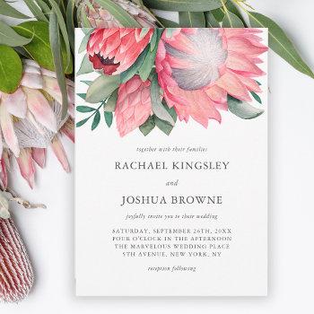 Small King Protea Watercolor Floral Wedding Front View