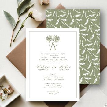 knotted palm trees tropical destination wedding invitation