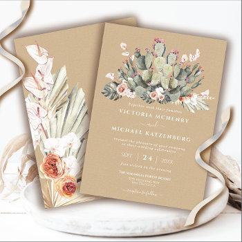kraft and cactus wedding invitations