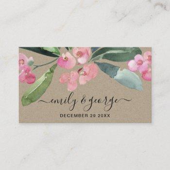 kraft pink christ thorn  bloom wedding website business card