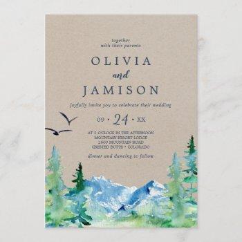 kraft rocky mountain casual destination wedding invitation