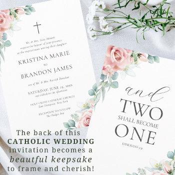kristina pink floral modern catholic wedding invitation