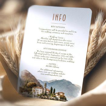 Small Lake Como Italy Destination Insert Info Details Front View