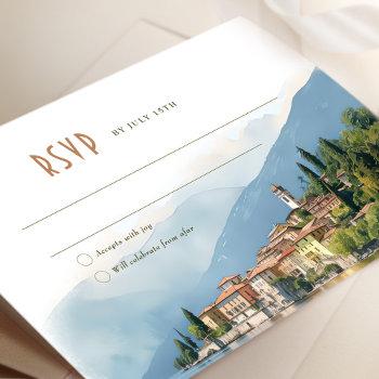 Small Lake Como Italy Rsvp Wedding Insert Destination In Front View