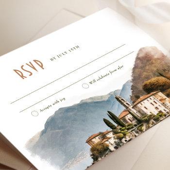 Small Lake Como Italy Rsvp Wedding Insert Destination Front View