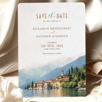 Small Lake Como Italy Save The Date Destination Invitati Front View