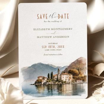 Small Lake Como Italy Save The Date Destination Front View