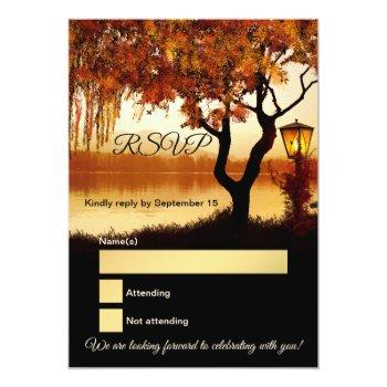 Small Lake View Tree Fall Wedding Rsvp Front View