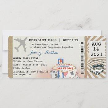 las vegas boarding pass ticket wedding invitation
