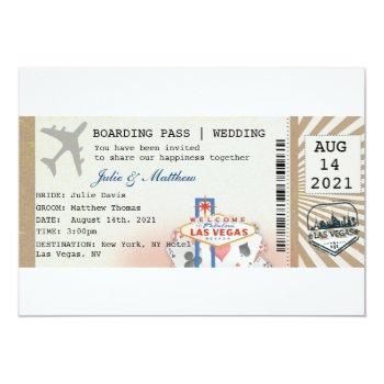Small Las Vegas Boarding Pass Ticket Wedding Front View