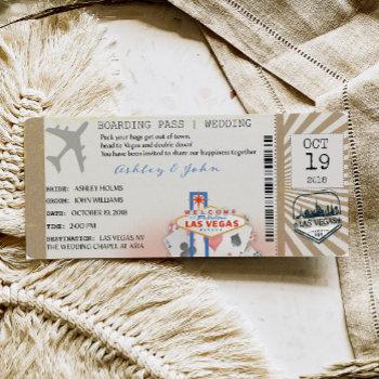 las vegas boarding pass ticket wedding invitation
