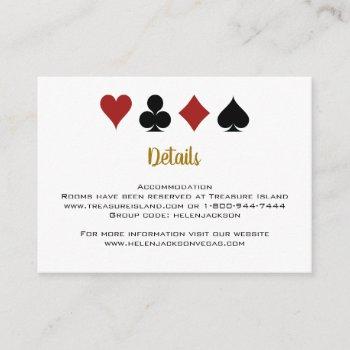 Small Las Vegas Casino Black Gold White Wedding Details Enclosure Card Front View
