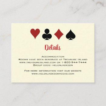 Small Las Vegas Casino Black Off-white Wedding Details Enclosure Card Front View