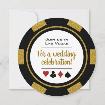 Small Las Vegas Casino Poker Chip Black And Gold Wedding Front View