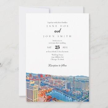 las vegas skyline wedding invitation