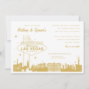 las vegas strip gold wedding invitation