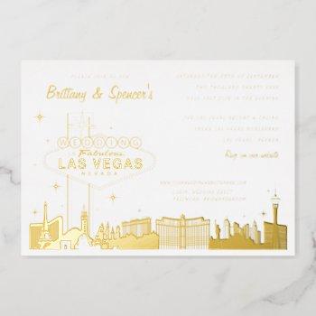 las vegas wedding gold foil invitation