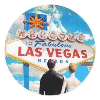 Small Las Vegas Wedding  Classic Round Sticker Front View