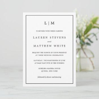 Small Lauren Black And White Monogram Elegant Wedding Front View