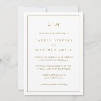 Small Lauren Gold Monogram Elegant Wedding Front View