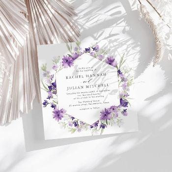 lavender and greenery watercolor floral wedding invitation
