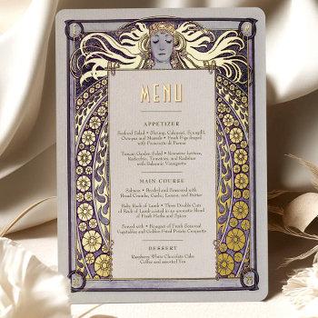 lavender art nouveau menu card mucha vintage deco