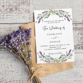 lavender eucalyptus greenery violet luxury wedding invitation