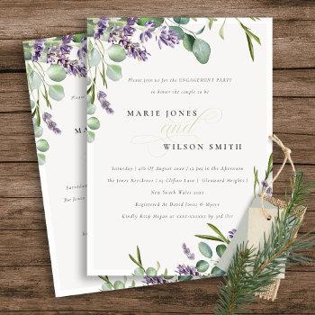 Small Lavender Eucalyptus Leafy Bunch Engagement Invite Front View