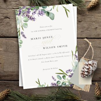 Small Lavender Eucalyptus Leafy Bunch Vow Renewal Invite Front View