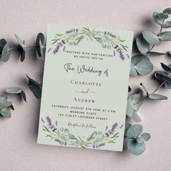 lavender eucalyptus sage green wedding  invitation