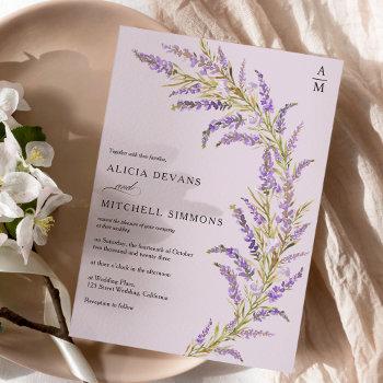 lavender fall autumn floral watercolor wedding  invitation