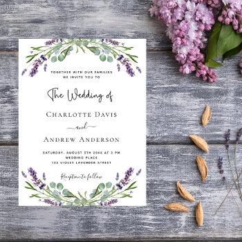 lavender floral greenery budget wedding invitation