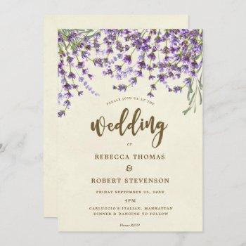 lavender floral modern wedding invitation