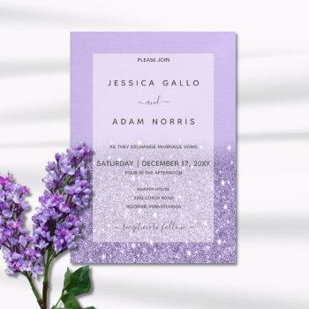 Small Lavender Glitter Modern Glam Wedding Front View