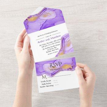 lavender lilac alcohol ink wedding all in one invi all in one invitation
