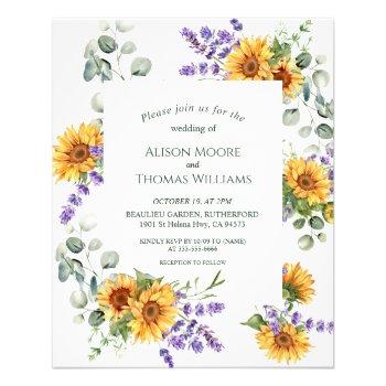 Small Lavender Sunflower Budget Wedding  Flyer Front View