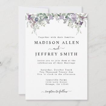 lavender wildflower & greenery wedding invitation