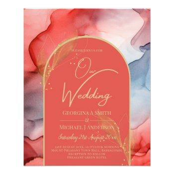 leahg coral navy blue gold ink wedding invite flyer