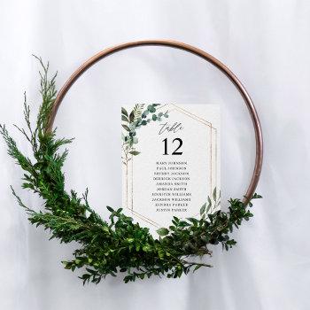 Small Leaves& Eucalyptus Gold Table Number Seating Chart Front View
