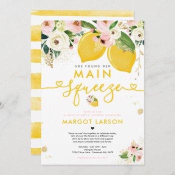 lemon drive by bridal shower lemon main squeeze invitation