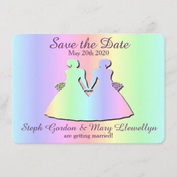 Small Lesbian Pride Wedding Save The Date Front View